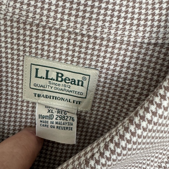 Men's L.L. BEAN Beige Houndstooth patterned Shirt - Picture 5 of 5